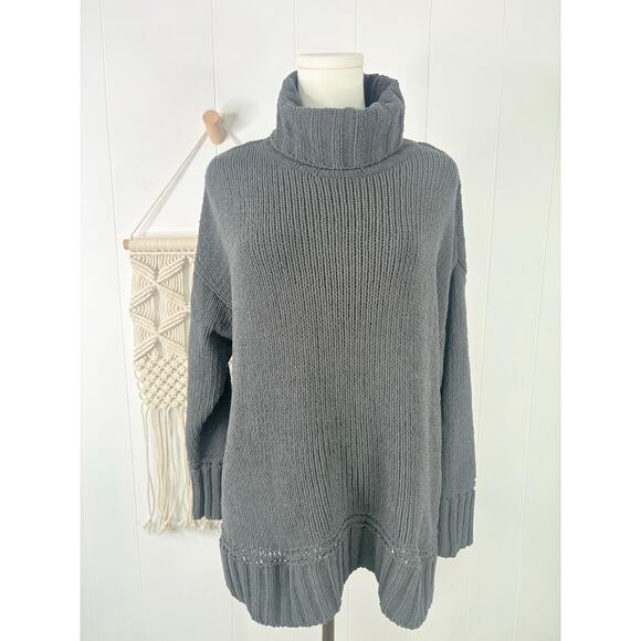 Aerie Gray Sunset Chenille Oversized Turtleneck Sweater XS - Picture 1 of 8